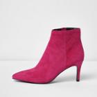 River Island Womens Suede Pointed Kitten Heel Boots