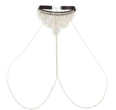 River Island Womens Silver Tone Drape Choker Harness Body Chain