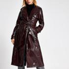 River Island Womens Vinyl Belted Trench Coat