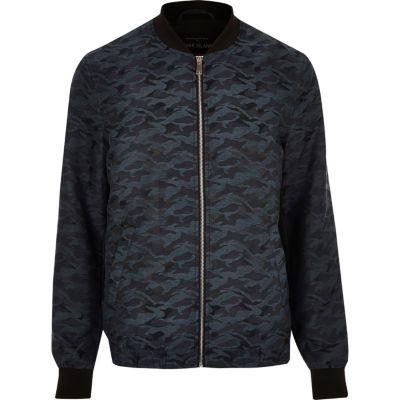 River Island Mens Camo Jacquard Bomber Jacket