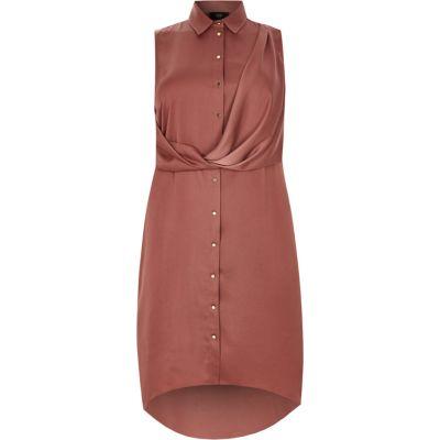River Island Womens Plus Twist Front Midi Shirt Dress