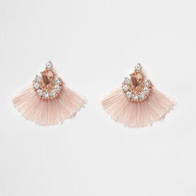 River Island Womens Jewel Tassel Fan Stud Earrings