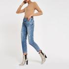 River Island Womens Girlfriend Fit Ripped Jeans