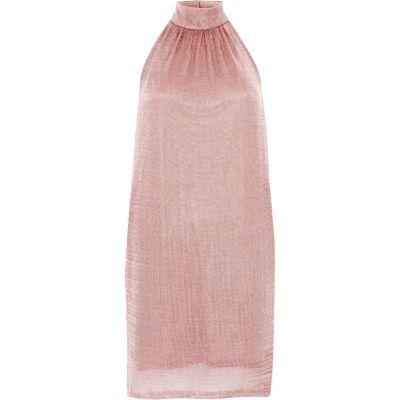 River Island Womens Rose Gold Halter Neck Knit Mini Dress