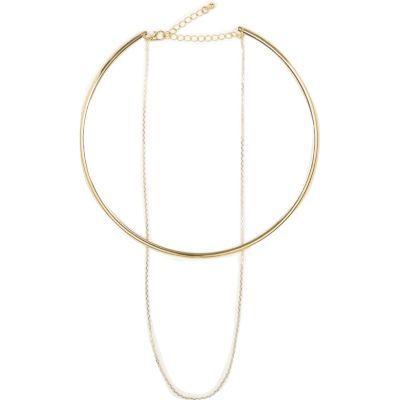 River Island Gold Tone Chain Two Layer Necklace