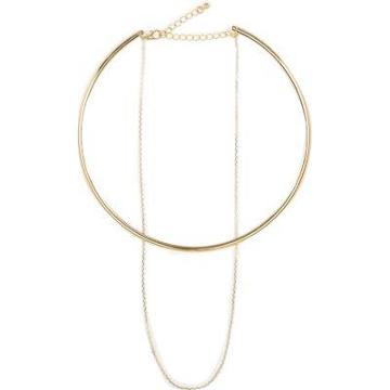 River Island Gold Tone Chain Two Layer Necklace