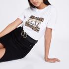 River Island Womens White 'luxe' Leopard Print T-shirt