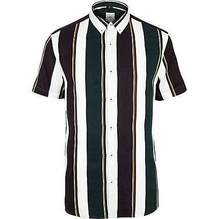 River Island Mens Big And Tall White Stripe Short Sleeve Shirt