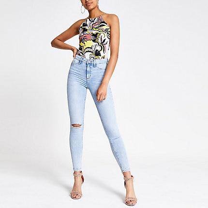 River Island Womens Ripped Knee Molly Jeggings