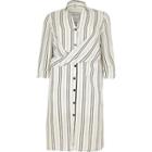 River Island Womens Plus White Stripe Twist Front Shirt Dress