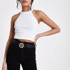 River Island Womens White Ribbed Halterneck Crop Top