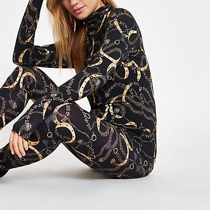 River Island Womens Chain Print Turtle Neck Top
