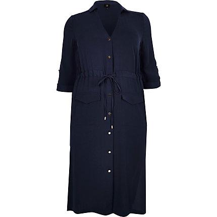 River Island Womens Plus Belted Button Shirt Dress
