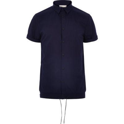 River Island Mens Smart Drawstring Hem Short Sleeve Shirt