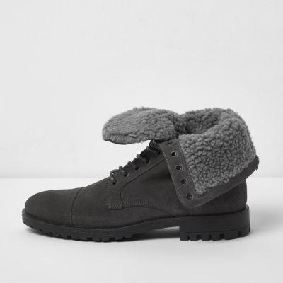 River Island Mens Fleece Lined Suede Work Boots