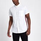 River Island Mens White Short Sleeve Side Stripe Oxford Shirt