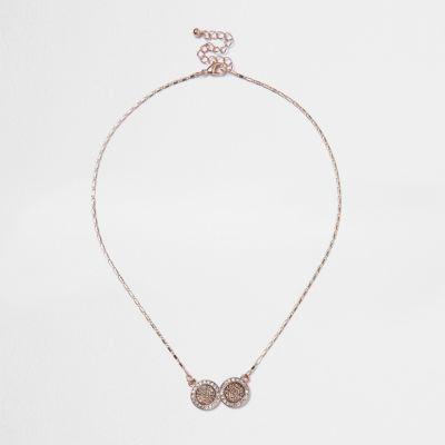 River Island Womens Rose Gold Tone Filigree Coin Necklace