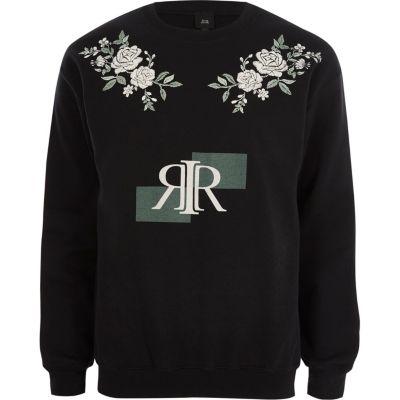 River Island Mens Ri Print Floral Embroidered Sweatshirt