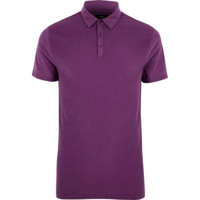 River Island Mens Slim Fit Waffle Polo Shirt
