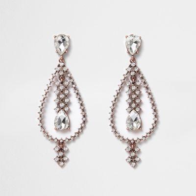 River Island Womens Rose Gold Tone Teardrop Dangle Earrings