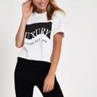 River Island Womens White 'luxury' Print Boyfriend Crop T-shirt