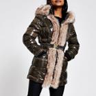 River Island Womens Petite Faux Fur Trim Quilted Jacket