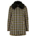 River Island Womens Check Faux Fur Collar Swing Coat