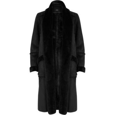 River Island Womens Faux Suede Shearling Coat