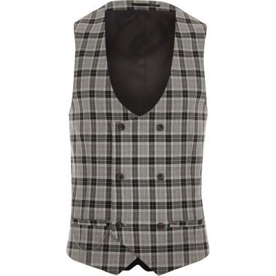 River Island Mens Check Double-breasted Waistcoat