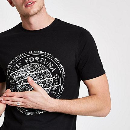 River Island Mens 'fortuna' Silver Foil Slim Fit T-shirt