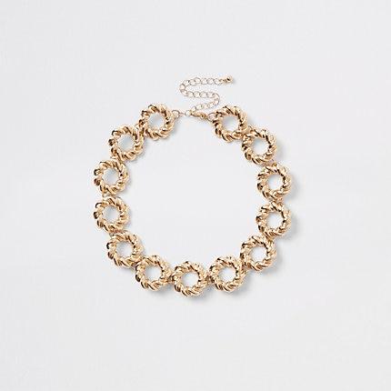 River Island Womens Gold Color Twisted Ring Choker