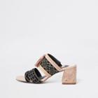 River Island Womens Aztec Low Block Heel Sandals