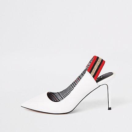 River Island Womens White Pointed Elastic Pumps