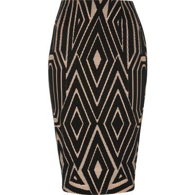 River Island Womens Jacquard Print Pencil Skirt