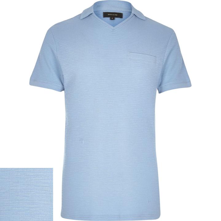 River Island Menslight Waffle Reverse Collar Polo Shirt