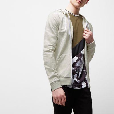 River Island Mens Marl Zip Front Hoodie