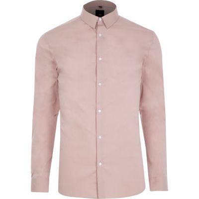 River Island Mens Blush Muscle Fit Smart Shirt