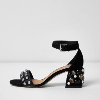 River Island Womens Rhinestone Embellished Block Heel Sandals