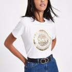 River Island Womens White Bee Foil Print Boyfriend T-shirt