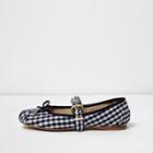 River Island Womens Gingham Diamante Trim Ballet Pumps