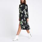 River Island Womens Floral High Neck Tie Side Dress