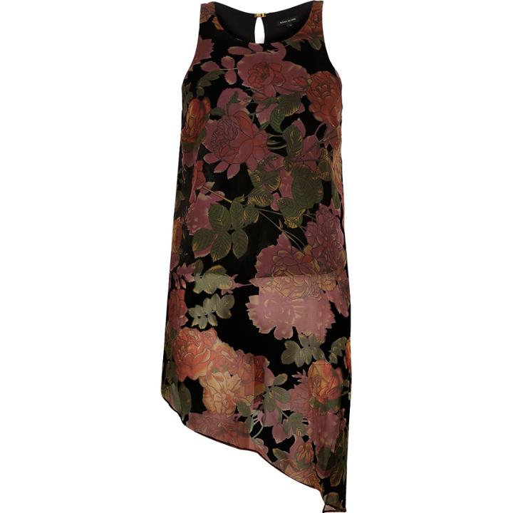 River Island Womens Floral Print Asymmetric Tank