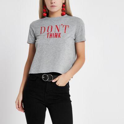 River Island Womens Petite Marl 'don't Think Twice' T-shirt