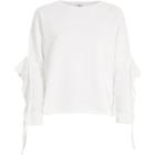 River Island Womens White Frill Sleeve Sweatshirt