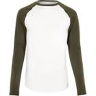 River Island Mens White Raglan Muscle Fit Long Sleeve T-shirt
