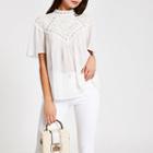 River Island Womens White Lace Broderie Blouse