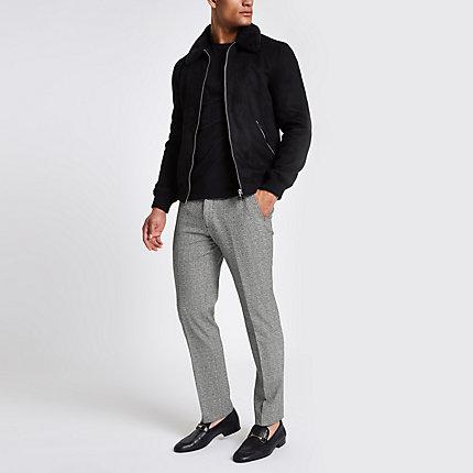 River Island Mens Check Prince Of Wales Slim Fit Pants