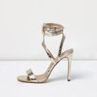 River Island Womens Gold Tone Metallic Caged Sandals