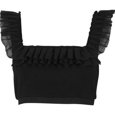 River Island Womens Chiffon Frill Crop Top