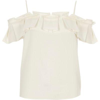 River Island Womens White Structured Ruffle Cami Top
